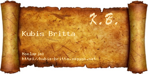 Kubis Britta névjegykártya